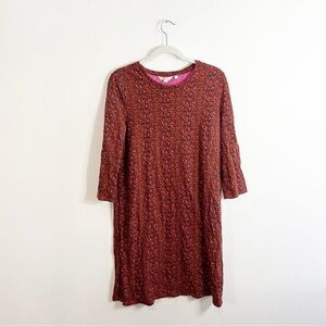 Boden Brown Floral 100% Cotton Comfy Lounge Sleep Dress 12R